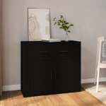 Credenza Nera 80x33x70 cm in Legno Multistrato