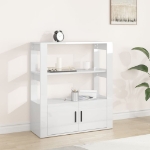 Credenza Bianco Lucido 80x30x90 cm in Legno Multistrato