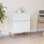 Credenza Bianco Lucido 60x35x70 cm in Legno Multistrato