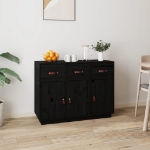 Credenza Nera 100x40x75 cm in Legno Massello di Pino