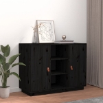 Credenza Nera 100x40x75 cm in Legno Massello di Pino