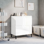 Credenza Bianco Lucido 60x35x70 cm in Legno Multistrato