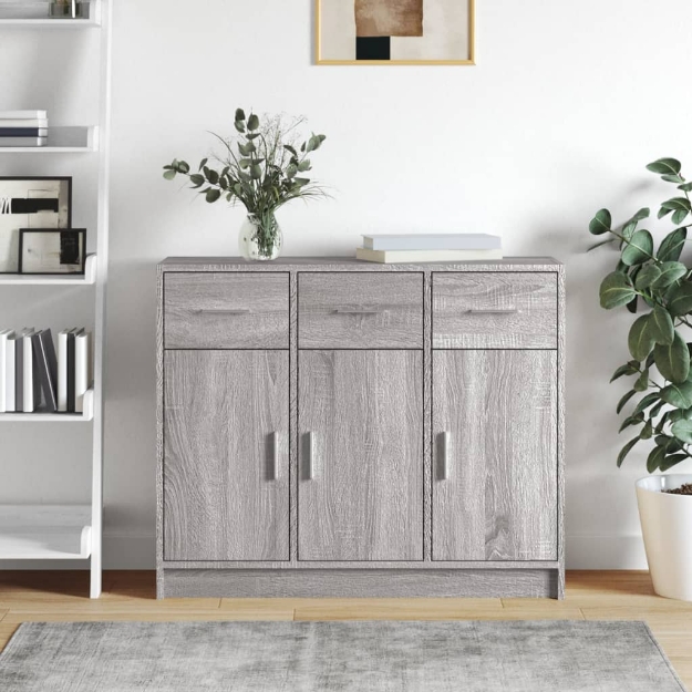 Credenza Grigio Sonoma 91x28x75 cm in Legno Multistrato