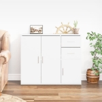 Credenza Bianca 91x29,5x75 cm in Legno Multistrato