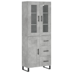 Credenza Grigio Cemento 69,5x34x180 cm in Legno Multistrato