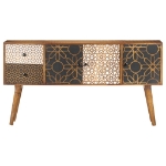 Credenza con Motivo Stampato 130x30x70 cm in Massello di Mango