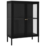 Credenza Nera 75x35x105 cm in Acciaio e Vetro