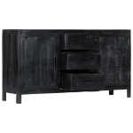 Credenza Nera 147x40x80 cm Legno Massello di Mango