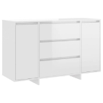 Credenza con 3 Cassetti Bianco Lucido 120x41x75cm in Truciolato