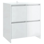 Credenza Bianco Lucido 70x41x75 cm in Truciolato