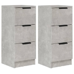 Credenze 2 pz Grigio Cemento 30x30x70 cm in Legno Multistrato