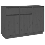 Credenza Grigia 110x34x75 cm in Legno Massello di Pino