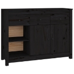 Credenza Nera 100x35x74 cm in Legno Massello di Pino