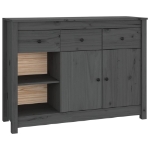 Credenza Grigia 100x35x74 cm in Legno Massello di Pino