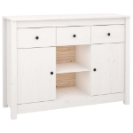 Credenza Bianca 100x35x74,5 cm in Legno Massello di Pino