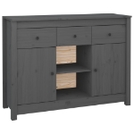 Credenza Grigia 100x35x74,5 cm in Legno Massello di Pino