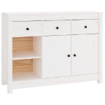 Credenza Bianca 100x35x74 cm in Legno Massello di Pino