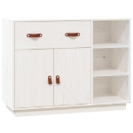 Credenza Bianca 98,5x40x75 cm in Legno Massello di Pino