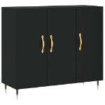 Credenza Nera 90x34x80 cm in Legno Multistrato