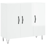 Credenza Bianco Lucido 90x34x80 cm in Legno Multistrato