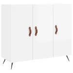 Credenza Bianco Lucido 90x34x80 cm in Legno Multistrato