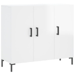 Credenza Bianco Lucido 90x34x80 cm in Legno Multistrato