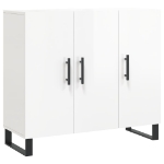 Credenza Bianco Lucido 90x34x80 cm in Legno Multistrato