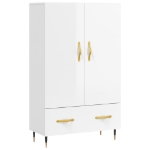 Credenza Bianco Lucido 69,5x31x115 cm in Legno Multistrato