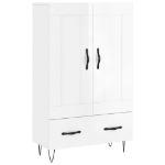 Credenza Bianco Lucido 69,5x31x115 cm in Legno Multistrato