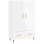 Credenza Bianco Lucido 69,5x31x115 cm in Legno Multistrato