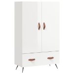 Credenza Bianco Lucido 69,5x31x115 cm in Legno Multistrato