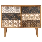 Credenza con Motivo Stampato 90x30x70 cm in Massello di Mango