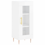 Credenza Bianco Lucido 34,5x34x90 cm in Legno Multistrato