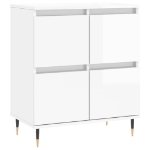 Credenza Bianco Lucido 60x35x70 cm in Legno Multistrato