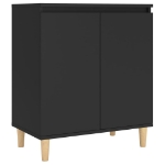 Credenza con Gambe in Legno Massello Nera 60x35x70cm Truciolato