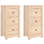 Credenze 2 pz 40x35x80 cm in Legno Massello di Pino