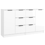 Credenze 2 pz Bianco Lucido 60x30x70 cm in Legno Multistrato