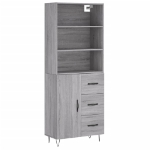 Credenza Grigio Sonoma 69,5x34x180 cm in Legno Multistrato