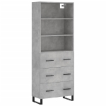 Credenza Grigio Cemento 69,5x34x180 cm in Legno Multistrato