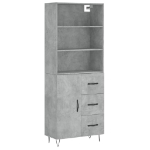 Credenza Grigio Cemento 69,5x34x180 cm in Legno Multistrato