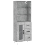 Credenza Grigio Cemento 69,5x34x180 cm in Legno Multistrato