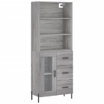 Credenza Grigio Sonoma 69,5x34x180 cm in Legno Multistrato