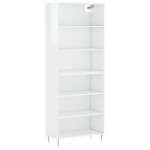 Credenza Bianco Lucido 69,5x32,5x180 cm Legno Multistrato