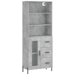 Credenza Grigio Cemento 69,5x34x180 cm in Legno Multistrato