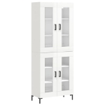 Credenza Bianco Lucido 69,5x34x180 cm in Legno Multistrato