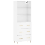 Credenza Bianco Lucido 69,5x34x180 cm in Legno Multistrato