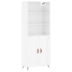 Credenza Bianco Lucido 69,5x34x180 cm in Legno Multistrato