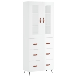 Credenza Bianco Lucido 69,5x34x180 cm in Legno Multistrato