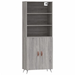 Credenza Grigio Sonoma 69,5x34x180 cm in Legno Multistrato