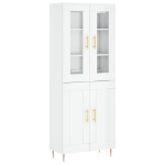 Credenza Bianco Lucido 69,5x34x180 cm in Legno Multistrato